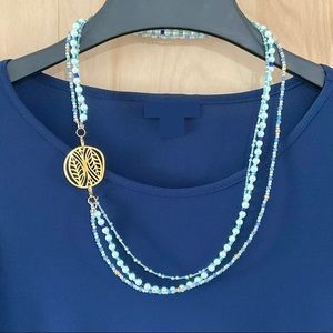 Light Blue & Gold Hand-Strung Jewelry Set